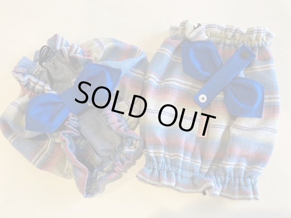 画像4: すあませいさくしょ☆ダブルガーゼボーダーなリボンスヌード&シュシュ(Mサイズのみ) (4)