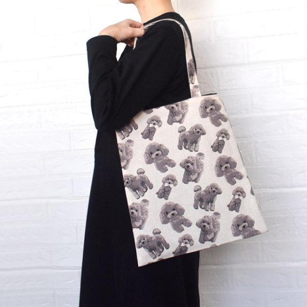 画像2: Linen la vie(リネン ラ・ヴィ):犬柄 【トートバッグ】 (2)