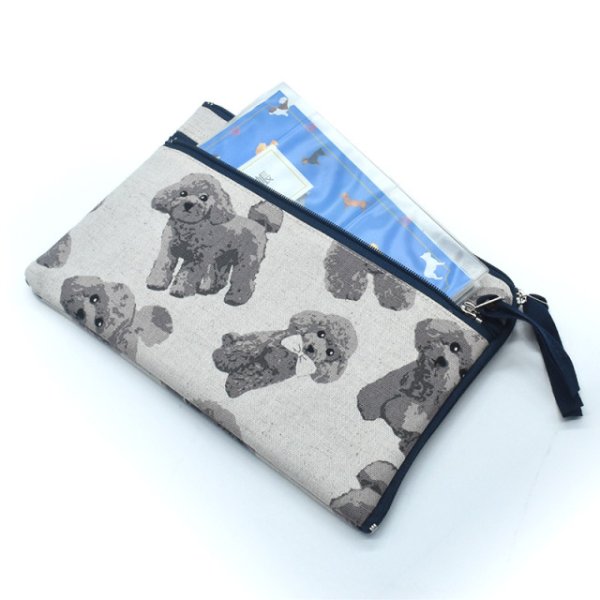 画像8: Linen la vie(リネン ラ・ヴィ):犬柄 【L字ファスナーポーチ】 (8)