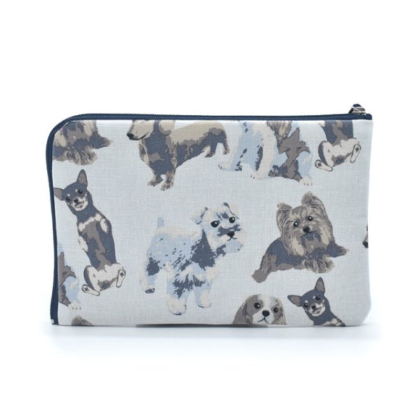 画像3: Linen la vie(リネン ラ・ヴィ):犬柄 【L字ファスナーポーチ】 (3)