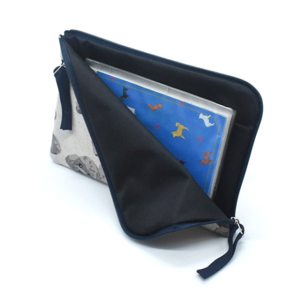 画像7: Linen la vie(リネン ラ・ヴィ):犬柄 【L字ファスナーポーチ】 (7)