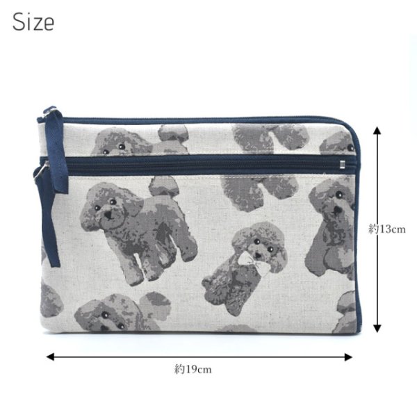 画像4: Linen la vie(リネン ラ・ヴィ):犬柄 【L字ファスナーポーチ】 (4)
