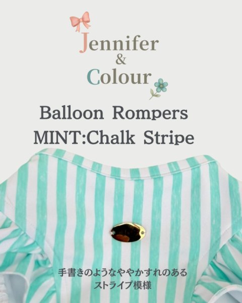 画像5:  【注文受付中】  6月新作  【Jennifer & Colour】BALLOON ROMPERS（バルーンロンパース）MINT：Chalk Stripe (5)