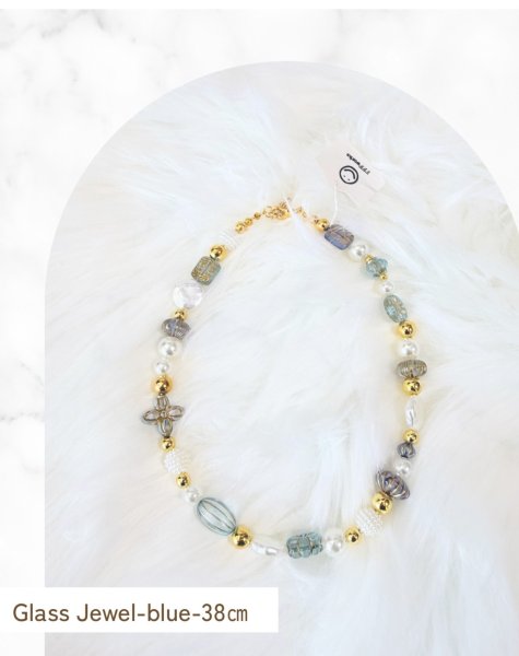 画像2: My Fit Jewelry ネックレス【Glass Jewel -BLUE-・38cm】★先行販売★ (2)