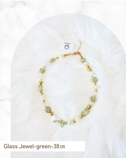 画像2: My Fit Jewelry ネックレス【Glass Jewel GREEN-・38cm】★先行販売★ (2)