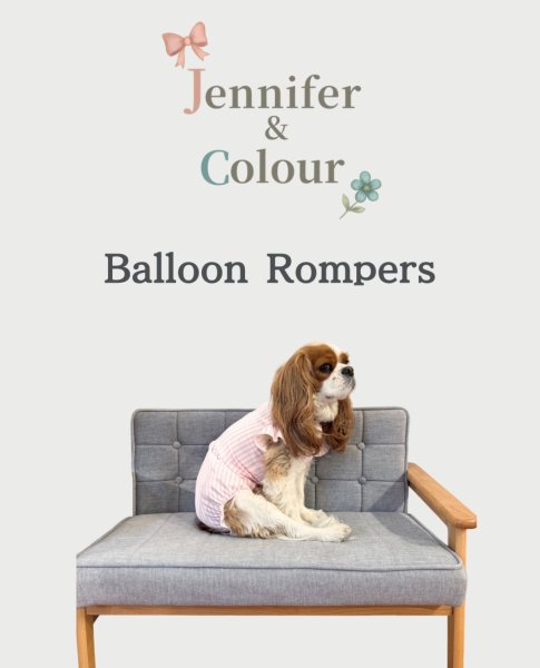 画像1: 【Jennifer & Colour】BALLOON ROMPERS（バルーンロンパース）PINK STRIPE (1)