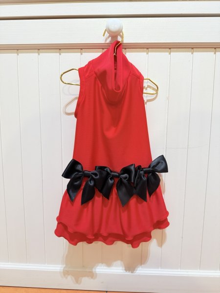 画像1: 【Jennifer & Colour】リボンドレス★即納品★Ｓサイズ/レッドＸブラックリボン (1)