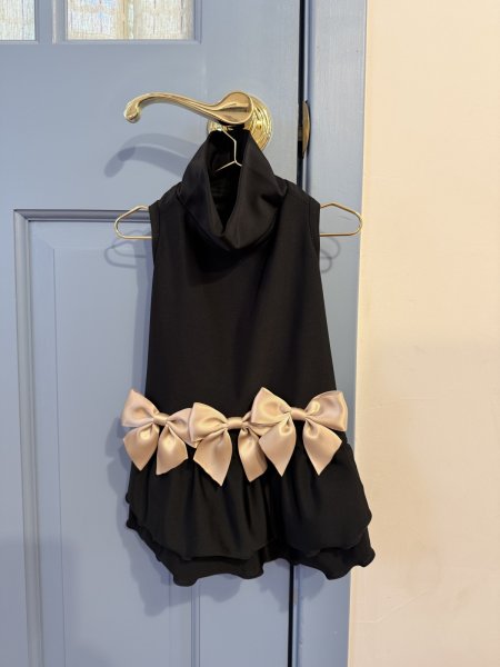 画像1: 【Jennifer & Colour】リボンドレス★即納品★Mサイズ/ブラックＸモカリボン (1)