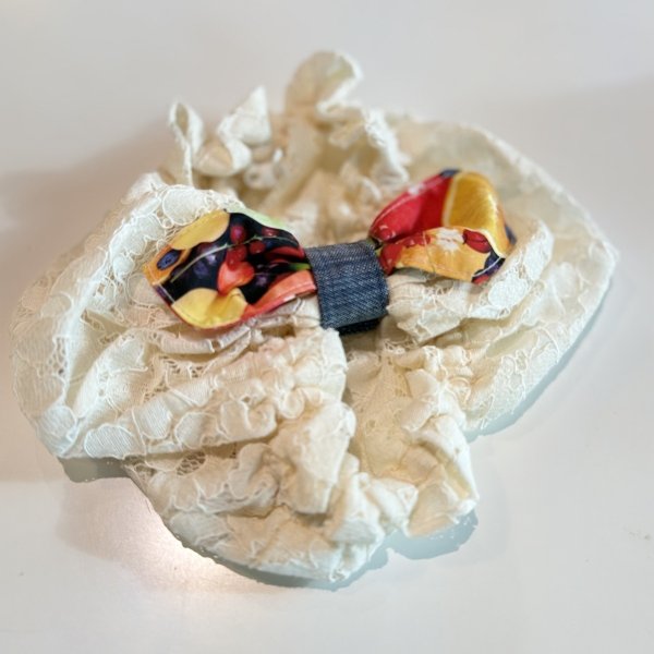 画像1: すあませいさくしょ☆レースのフルーツリボンスヌード (1)