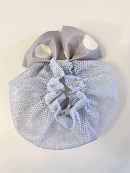 画像1: すあませいさくしょ☆水玉メッシュリボンスヌード【グレー】 (1)