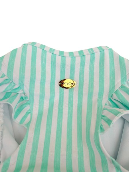 画像11:  【注文受付中】  6月新作  【Jennifer & Colour】BALLOON ROMPERS（バルーンロンパース）MINT：Chalk Stripe (11)