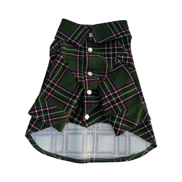 画像2:  【オリジナルネーム入り】 UNION BREW バリスタシャツ：コーデュロイ GREEN TARTAN (2)