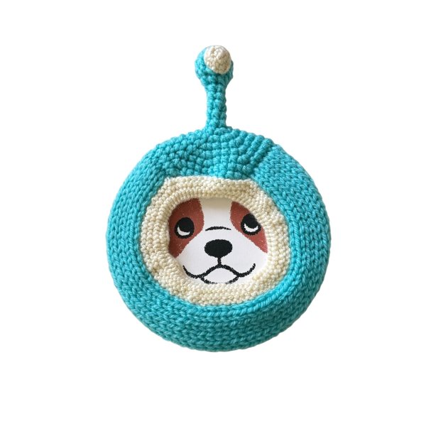 画像1: 宇宙犬スヌード☆ミントブルーＸホワイト (1)